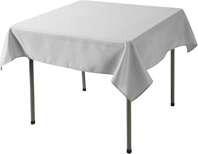 Cupuamon Square Tablecloth 52x52 inch Washable Polyester Fabric Table Cloth for Wedding Party Dining Banquet Decoration（52x52,Silver）
