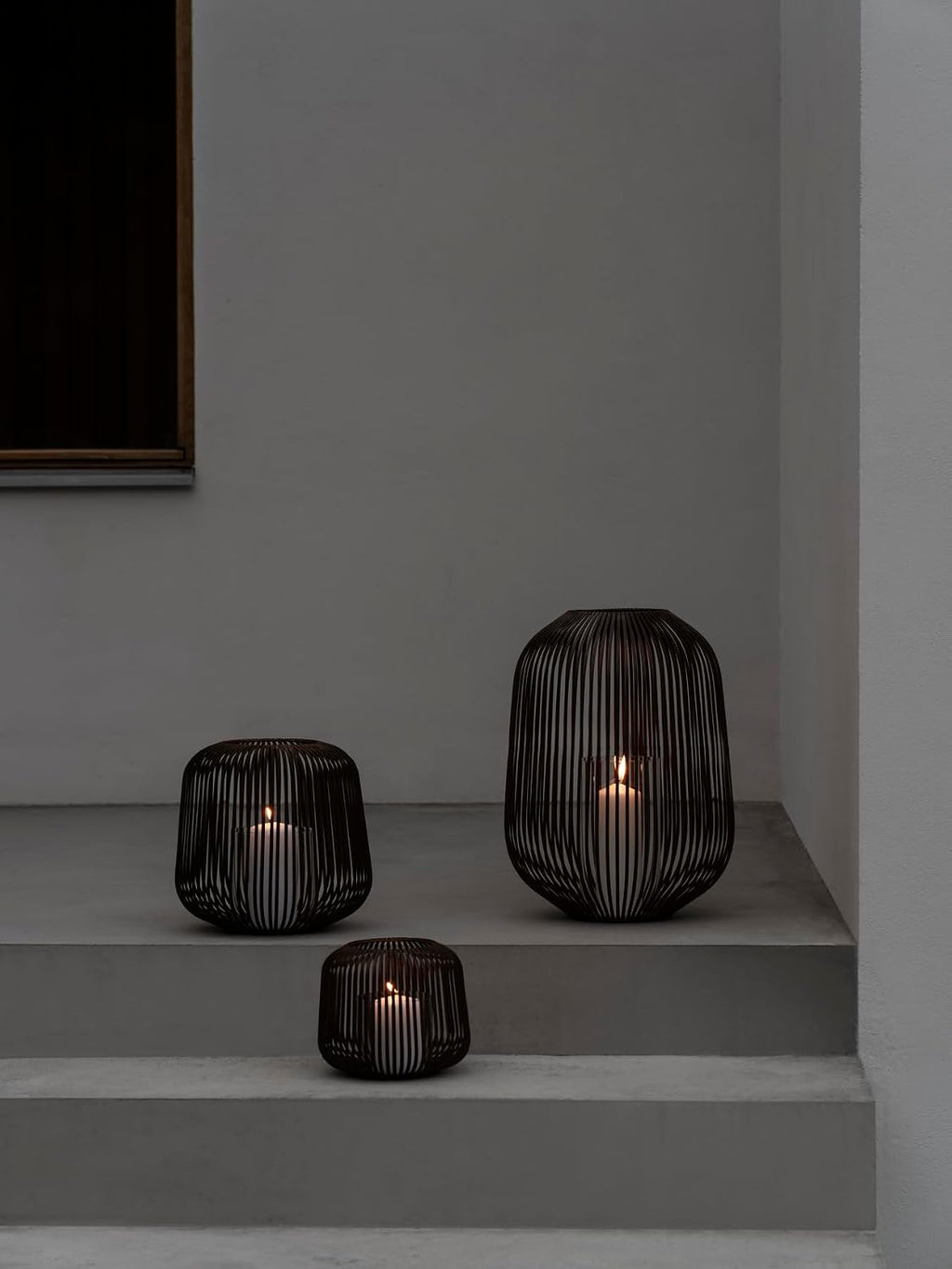 blomus Lito Lantern Black Size S 20 L x 20 W x 17 H cm Candle Holder Black Stainless Steel Lantern Decoration Indoor Lantern