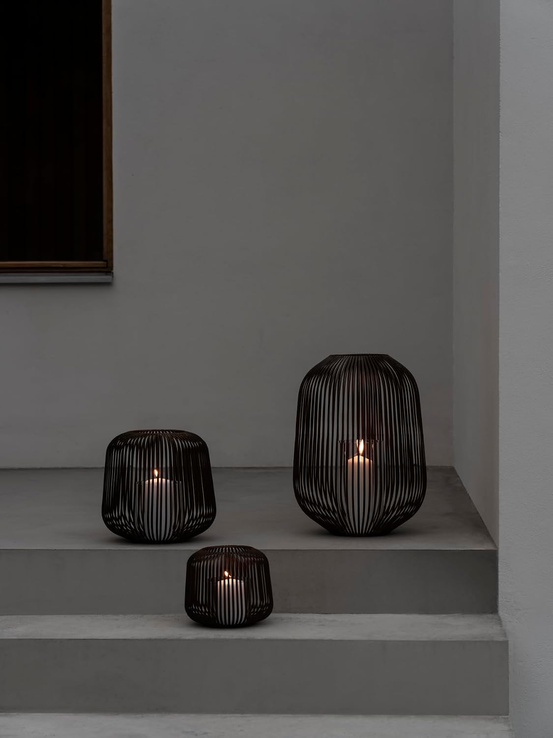 blomus Lito Lantern Black Size S 20 L x 20 W x 17 H cm Candle Holder Black Stainless Steel Lantern Decoration Indoor Lantern