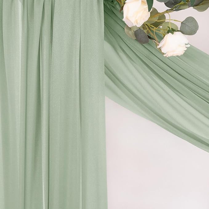 MLMC Sage Green Wedding Arch Draping Fabric 1 Panel 29" x 20 FT Extra Long Gauze Drapes Sheer Backdrop Curtains 6.6 Yards Outdoor Drapery Panels for Wedding Ceremony Party Ceiling Decoration