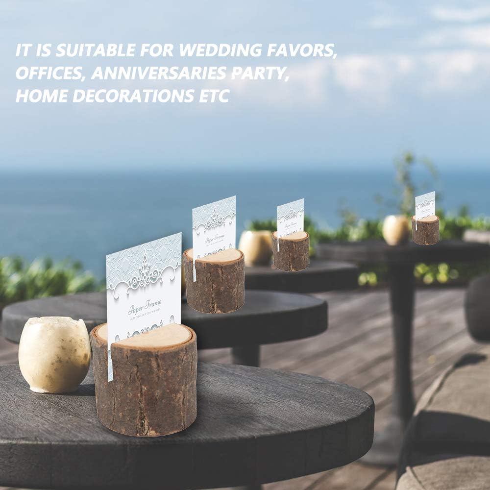 WOHENI Place Card Holders, 20 Pcs Place Rustic Wooden Card Holders Table Number Stands for Name Tags Food Markers Party Wedding Table Name Card Holder Memo Photo Holder Card and 30 Pcs Kraft