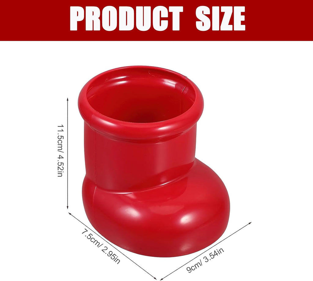 Red Boot Christmas Vase, Cute Pen and Pencil Holder for Desk, Small Desktop Marker Organizer and Storage Cup, Decorative Art Flowers Vase for Makeup Brushes and Pens Scissors