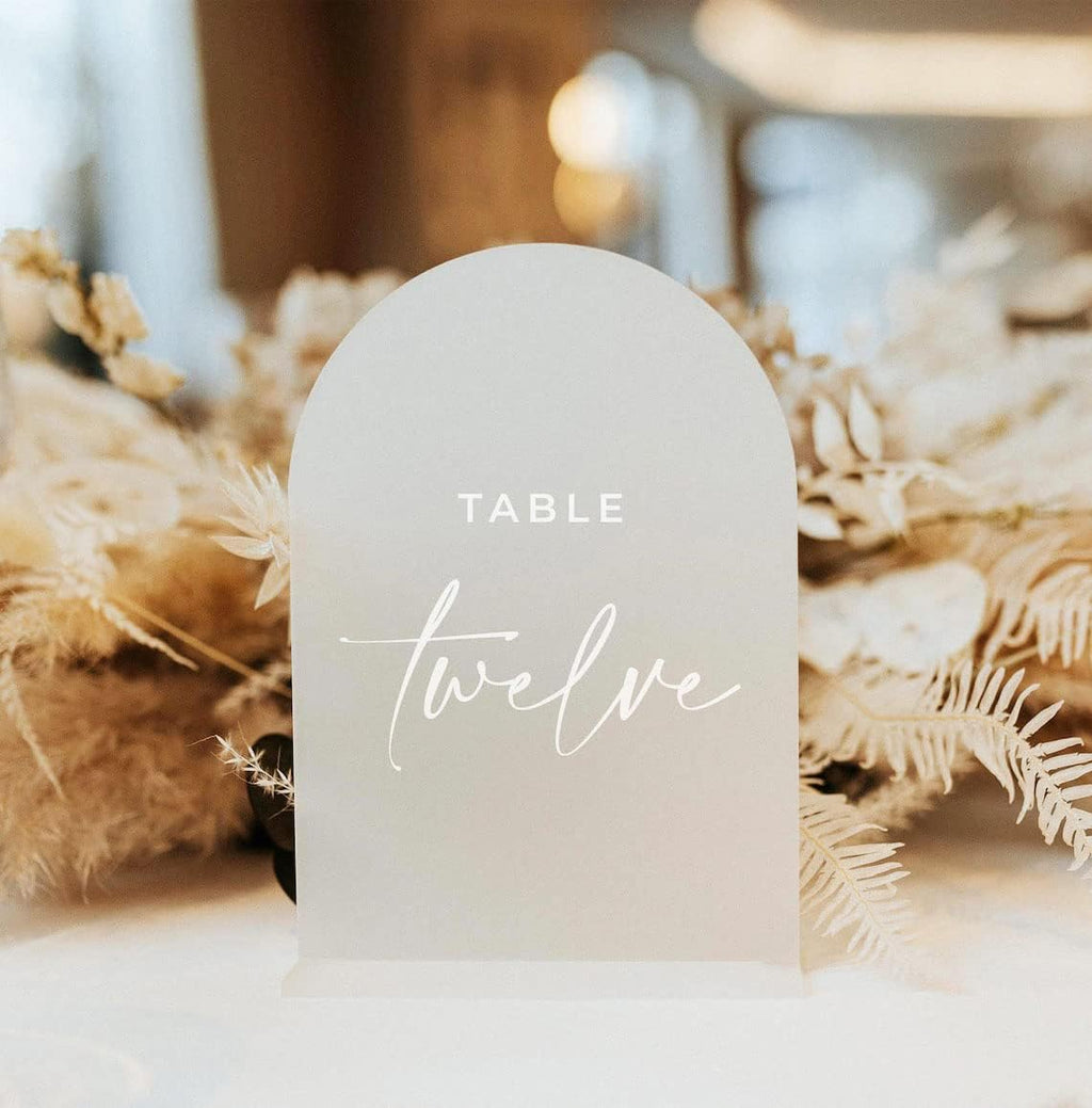 10 Pack Frosted Arch Acrylic Sign with Stand | 5x7 Inch Blank Frosted Arch Acrylic Table Sign with Base, DIY Table Numbers Wedding Signages, Events & Parties