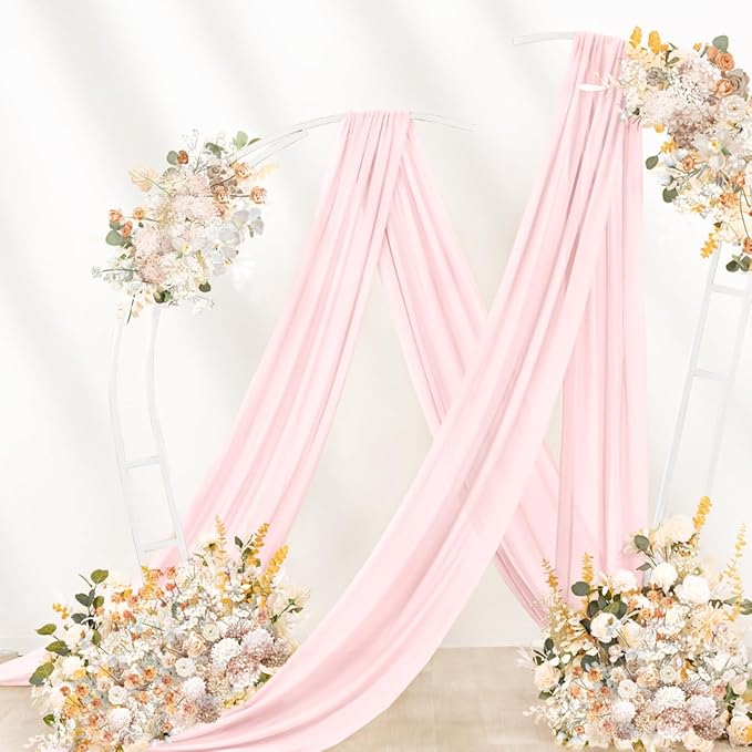 Pink Wedding Arch Draping Fabric 29" x 20 FT Blush Drapes for Backdrop Sheer Curtains Wedding Drapes for Romantic Bridal Baby Shower Decorations Ceremony Birthday Party Fall Outdoor Events