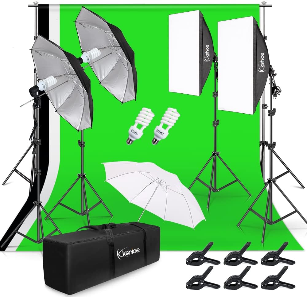 Photo Lighting Kit, 2M x 3M/6.6ft x 9.8ft Background Support System and 900W ...