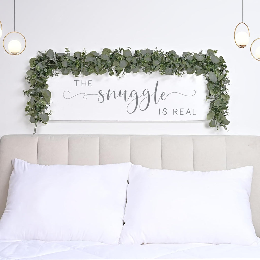 dolicer 6 packs 6ft artificial eucalyptus garland faux, front angle view