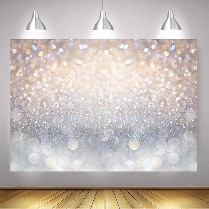 Bokeh Photography Backdrop Blue Grey Spots Sparkle (No Real Glitter) Background Weeding Baby Shower Birthdat Newborn Baby Portrait Photo Studio Props (8x6ft(96x72 inch))