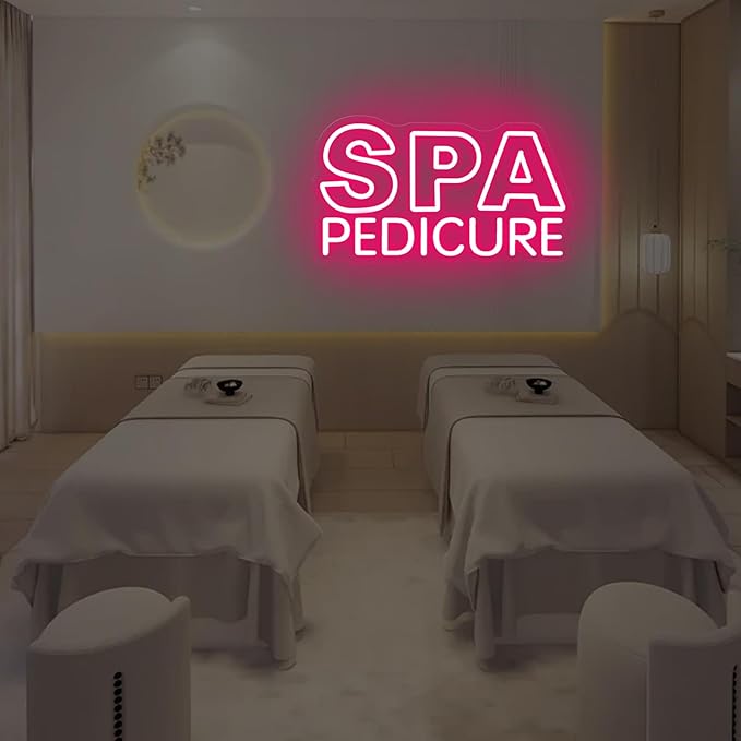 SPA Pedicure Neon Sign for Nail Salons, LED Spa Shop Cutcom Sign Lights Business Wall Decor for Beauty Salon Studio Room ART Decorations, 15.7"x7.3"