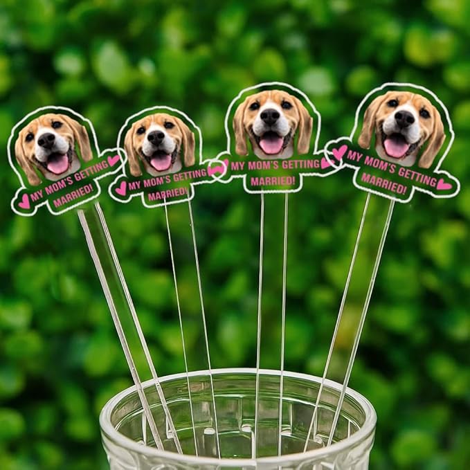 Personalized 50 pcs Double-Sided Wedding Pet Stir Sticks, Custom Dog Cat Stir Stick, Acrylic Cocktail Stirrers, Wedding Drink Stirrers, Bachelorette Party Decorations, Bridal Shower Gifts