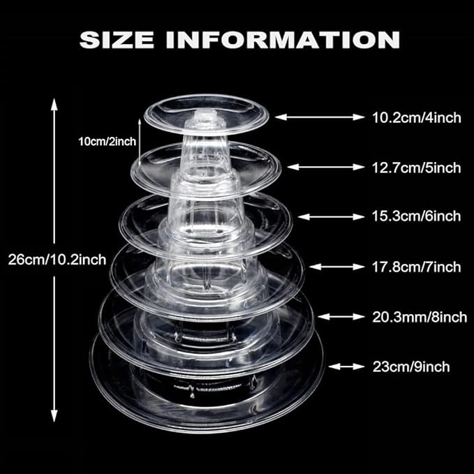 6 Tiers Macaroon Tower Stand with 8'' Silicone Tongs, Round Macaron Tower Cake Display Rack Plastic Cupcake Stand Macarons Desserts Serving Tray for Birthday Wedding Party Decor (6 Tiers with Tongs)
