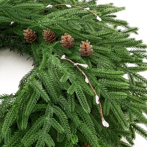 26'' christmas wreath with lights for front door shown in use