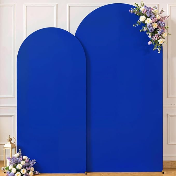 Royal Blue Arch Backdrop Cover for Wedding, 7.2FT 6FT Set of 2 Stretchy Spandex Fitted Arch Stand Cover for Baby Shower, Birthday Party Decor, Chiara Backdrop Cover with Double-Sided Design
