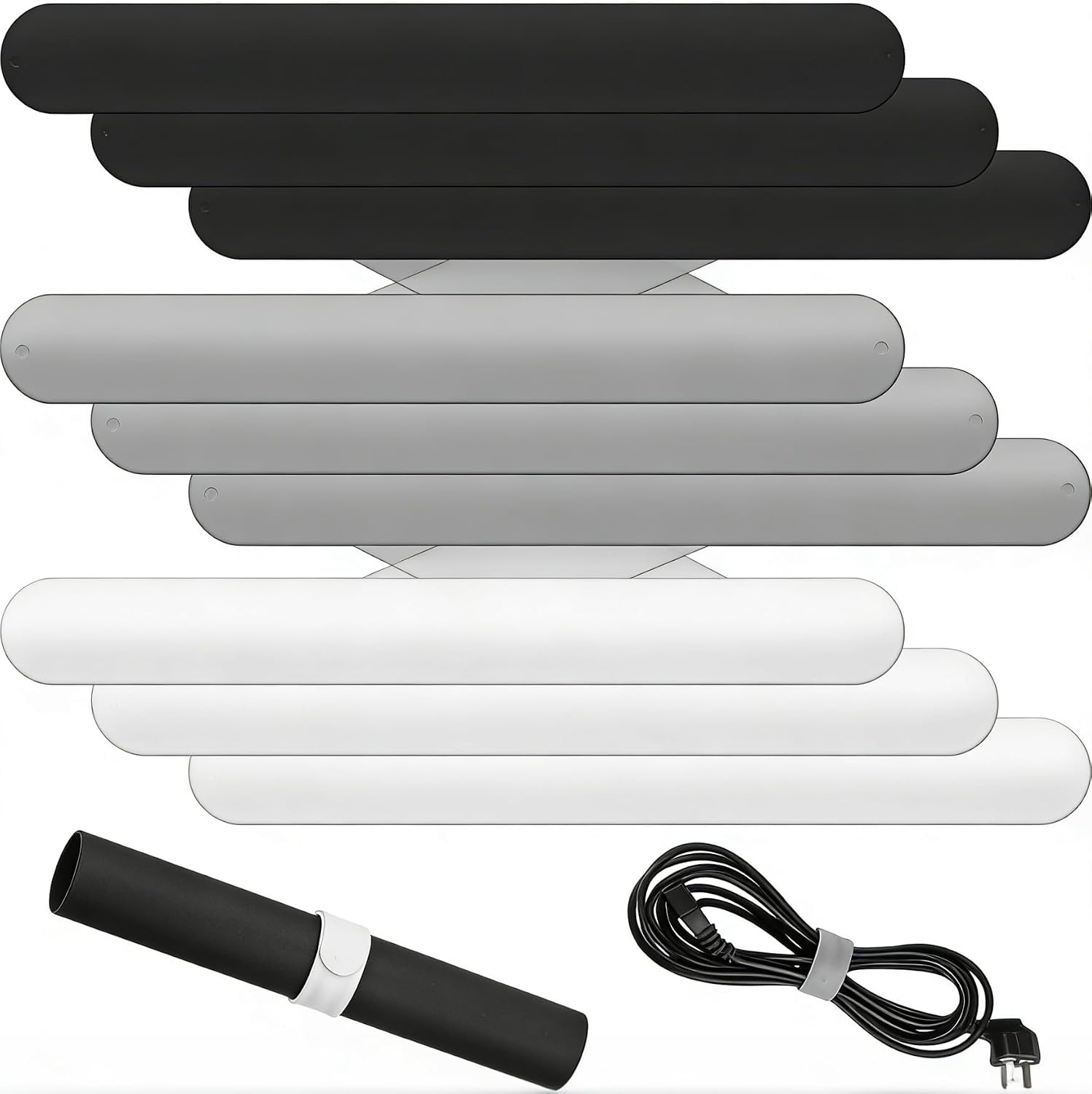 9 Pcs Wrapping Paper Holder Clips - Silicone Covered Metal Stabilizer Slap Bands for Christmas Gift Poster Home Storage (White/Black/Grey)