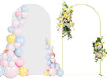 6FT Wedding Arch Backdrop Stand and White Arch Cover, White Spandex Fitted Backdrop Cover and Gold Wedding Arch Frame for Birthday Party Wedding Ceremony Bridal Baby Shower, Parties Decoration.