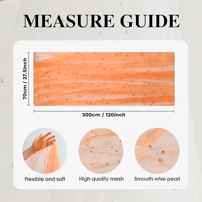 Artoid Mode Pearl Orange Gauze Table Runner 120 Inch 10FT, Seasonal Sheer Dining Holiday Wedding Birthday Baby Shower Table Decor for Home Party