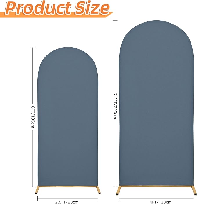 Wedding Arch Cover Spandex Arch Backdrop Cover 7.2FT,6FT Set of 2 Arch Stand Cover Arch Covers Stretchy Backdrop for Wedding Birthday Party Decoration Baby Shower Banquet (Blue)
