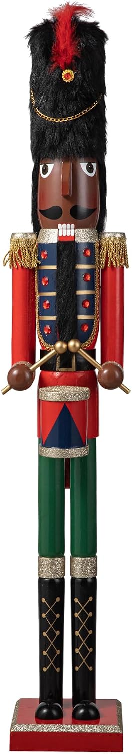 glitzhome 42" christmas soldier nutcracker-wooden african american soldier, main product view