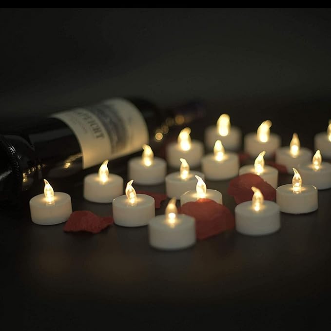 LED Tea Lights Candles- 24PACK Flameless Candles Realistic and Bright Flickering Long Lasting 200Hours for Holiday Celebration,Home Decoration Warm White