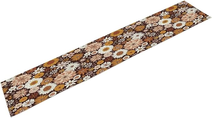 Boho Floral Table Runner, Vintage Country Farmhouse Daisy Flowers Modern Kitchen Dining Room Decoration for Indoor and Outdoor Wedding Party Banquet Table Runner 13x70 Inch