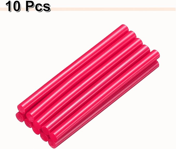HARFINGTON 10pcs Hot Glue Sticks 0.28" Dia x 3.94" Long EVA Mini Hot Melt Adhesive Glue Stick for Hot Melt Gun Wood Plastic Glass Flowers Fabrics Foam, Rose Red
