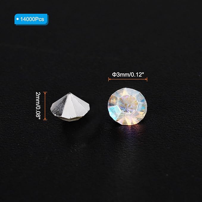 PATIKIL 14000Pcs Wedding Table Scatter Confetti Crystals 3mm Acrylic Diamonds Vase Fillers Gems for Table Centerpiece Decorations Bridal Shower Party, Silver AB