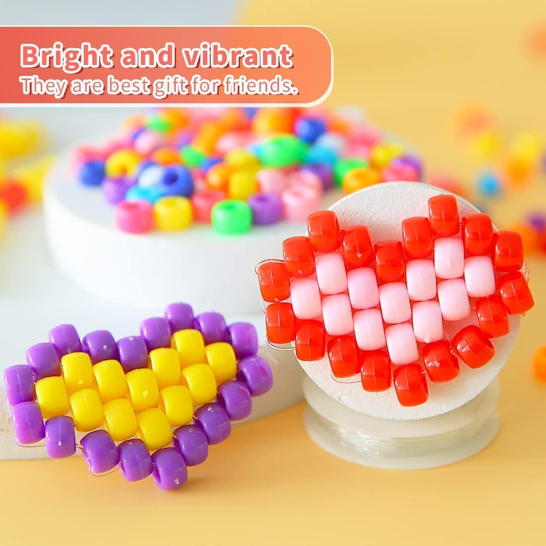 IOOLEEM 8050pcs Multi-Colored Pony Beads, Beads for Crafts, Hair Beads, Beadi...