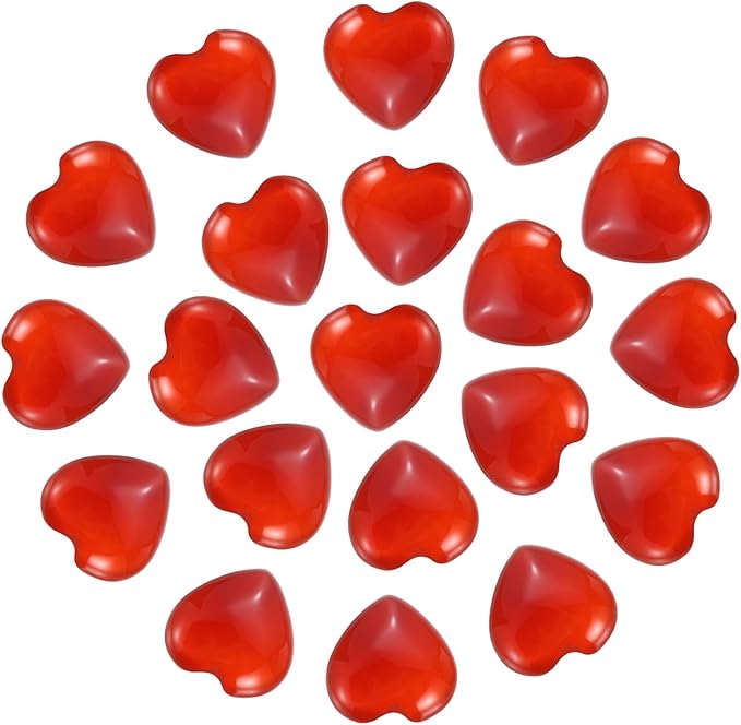 PATIKIL 20 Pcs Natural Heart Shaped Crystal Stone, 0.6 Inch Mini Polished Love Gemstone Crystal, Pocket Rock Engraved Worry Stones for Women Gifts Meditation, Agate Red