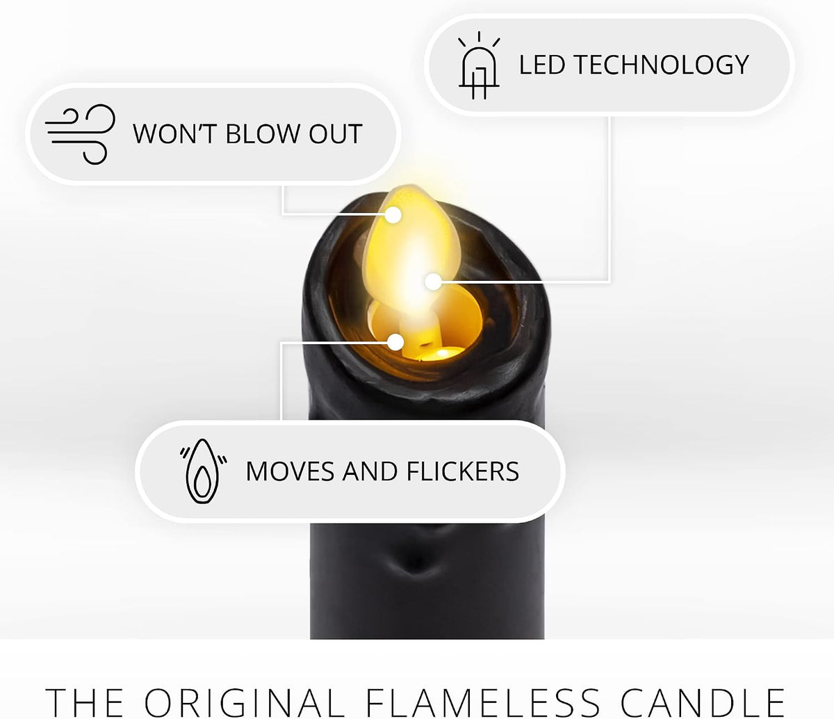 Luminara - Flameless Flickering Moving Flame Battery Operated Unscented Candl...