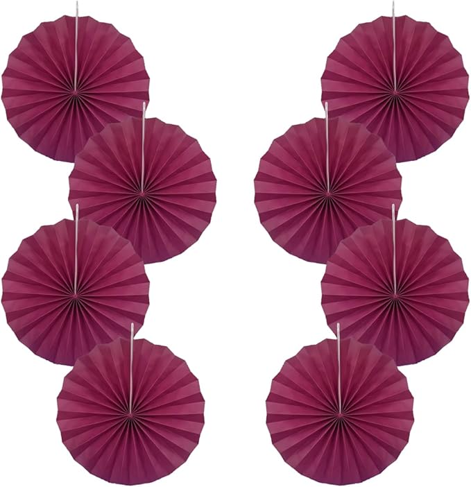 Red Party Decorations,Paper Decorations for Party,Girls Party Decorations Party Paper Fans Bulk 12in,Anniversary Decorations for Party 30 Color DIY Set （Wine Red）