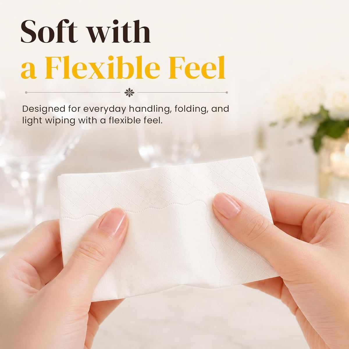 1200 Count White 2-Ply Cocktail Napkins, 4.5 x 4.5 Inch Disposable Beverage N...