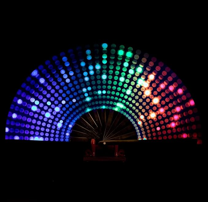 Amajiji Rave Folding Hand Fan Popping Fans for Line Dancing, Large Clacking Fans Clap Fan for Boots On The Ground Dance,Party,Decoration,Festival (Dj Light)