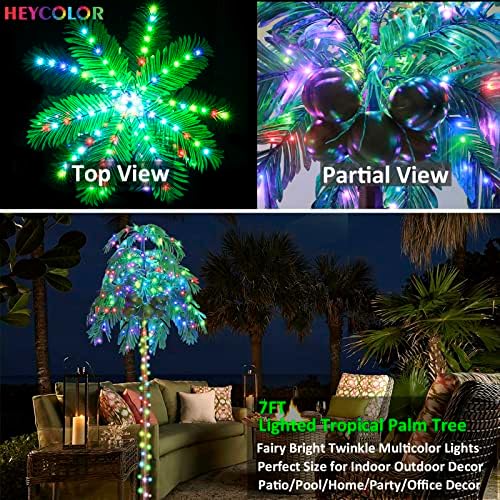 7ft light up palm trees outdoor with remote, close-up detail