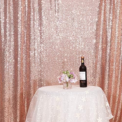 Eternal Beauty Rose Gold Sequin Backdrop, 6x6 Ft Glitter Background Curtains for Shimmer Photography Party Wedding Birthday Back Drop Decor