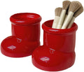 Red Boot Christmas Vase, Cute Pen and Pencil Holder for Desk, Small Desktop Marker Organizer and Storage Cup, Decorative Art Flowers Vase for Makeup Brushes and Pens Scissors
