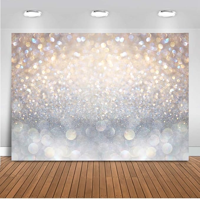 Bokeh Photography Backdrop Blue Grey Spots Sparkle (No Real Glitter) Background Weeding Baby Shower Birthdat Newborn Baby Portrait Photo Studio Props (8x6ft(96x72 inch))
