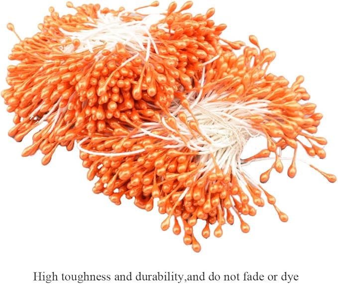 HAHIYO 700pc 3mm Orange Pearl Double Head Flower Pistil for Flower Making and Scrapbook Decoration