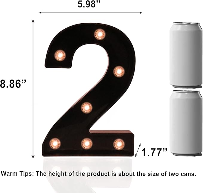 Light Up Black Alphabet Marquee Number Sign LED Marquee Number Lights Sign for Night Light Home Bar Christmas Lamp Birthday Party Wedding Decoration 2