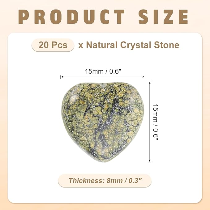 PATIKIL 20 Pcs Natural Heart Shaped Crystal Stone, 0.6 Inch Mini Polished Love Gemstone Crystal, Pocket Rock Engraved Worry Stones for Women Gifts Meditation, Grass Green