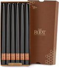 Root Candles Unscented Dinner Candles Premium Beeswax Blend Boxed Candle Set - Hand-Dipped Tapers, 12-Inch, Stone, 12-Count