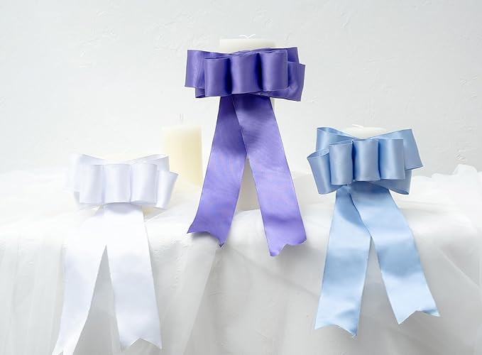Purple Satin Ribbon Double-Faced Wired Ribbons for Gift Wrapping Flower Bouquet Bows Wedding Invitation Christmas Decor Crafts 2-1/2 Inch 10 Yards