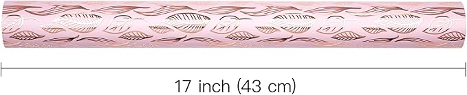 WRAPAHOLIC Pink Wrapping Paper Roll - 17 Inch x 33 Feet - Metallic Rose Gold Leaves Wedding Wrapping Paper for Birthday, Baby Shower, Wedding, Bridal Shower