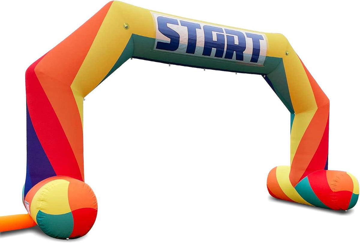 20ft Start Finish Line Inflatable Arch Rainbow with Powerful Blower, Hexagon ...