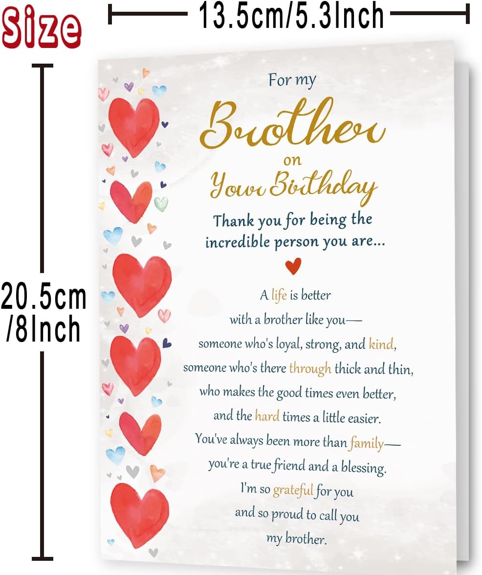 Brother Birthday Card, Happy Birthday Cards for Brother from Sister, Best Birthday Gifts Idea for Bro