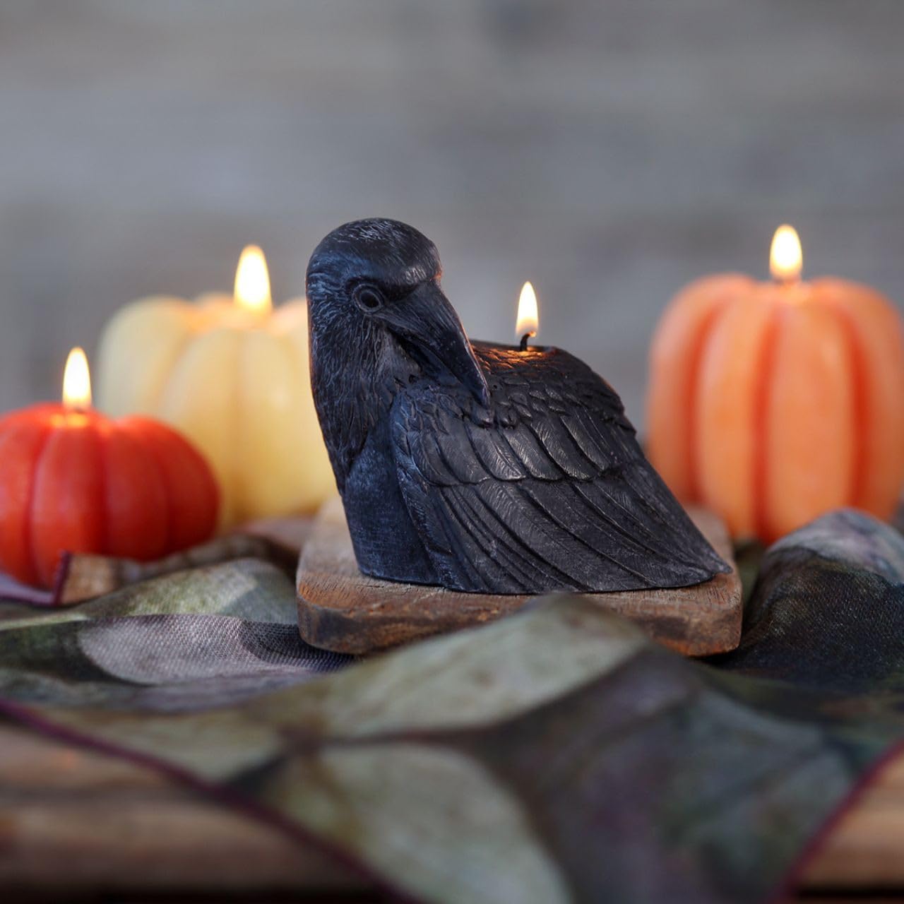 Big Dipper Wax Works Black Crow Candle – Handcrafted 100% Pure Beeswax, 4" × 3.5", Unscented, 24-Hour Clean Burn, Artisan Halloween Décor & Gothic Home Accent, Eco-Friendly Candle