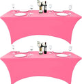 2-Pack 8ft Spandex Table Covers for Rectangle Folding Tables - Washable Elastic Tablecloth - Ultimate Fitted Table Protector for Birthday Parties, Trade Shows, Banquet