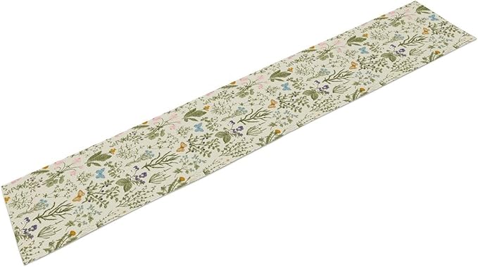 Wildflowers Floral Table Runner, Retro Flower Butterfly Seasonal Spring Summer Kitchen Dinning Table Runner for Indoor Outdoor Home Wedding Party Holiday, 13x108 Inch