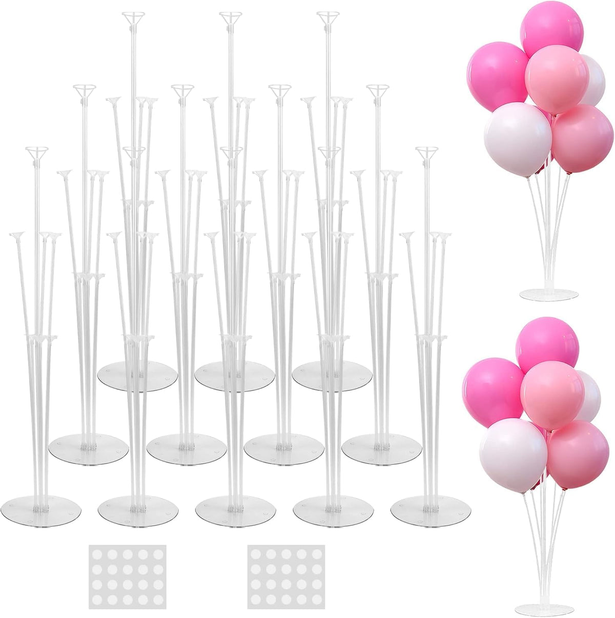 12 Sets Balloon Stand Kit For Table, Balloon Sticks with Base Birthday Gradua...