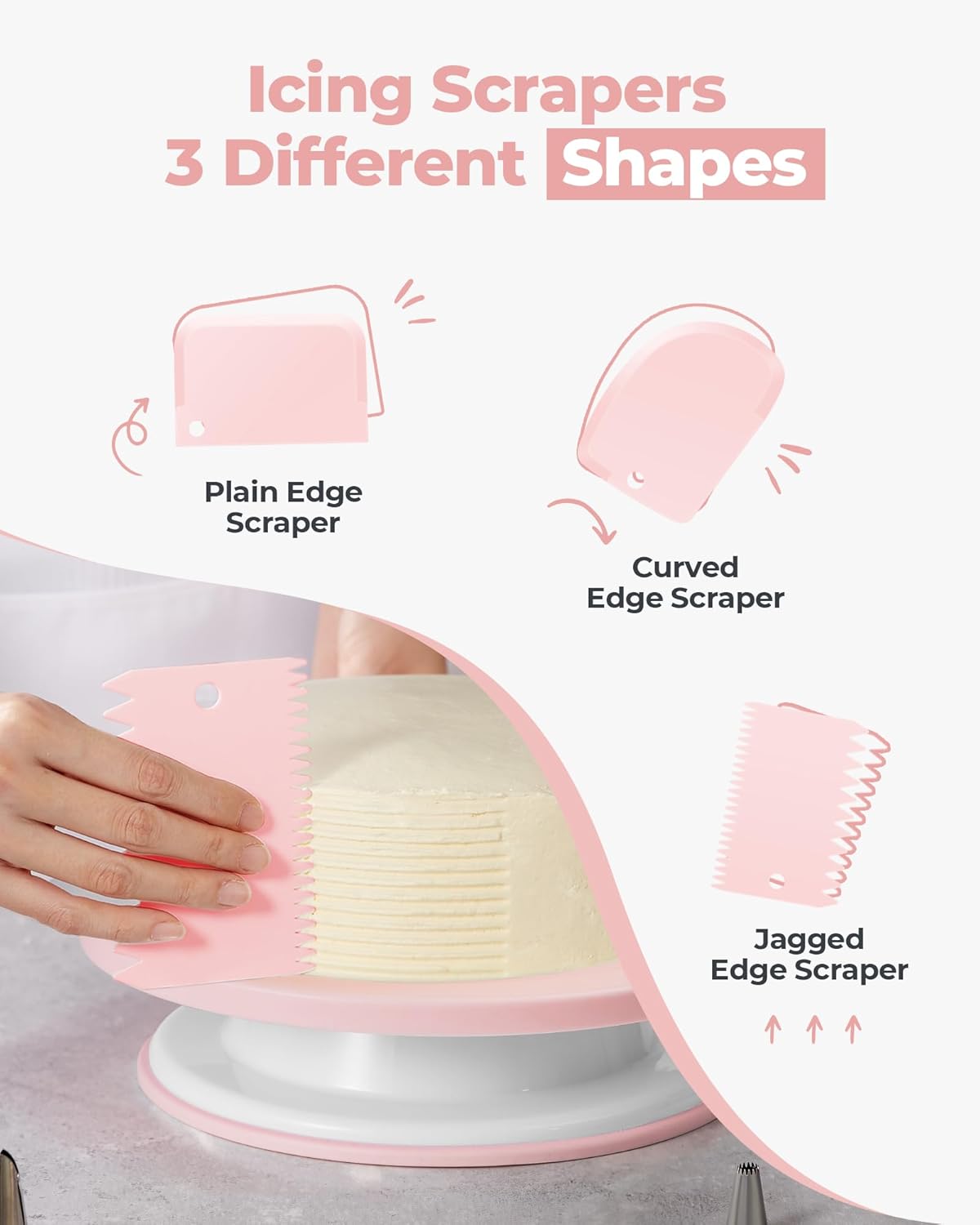 Kootek 158PCs Cake Decorating Kit, Baking Supplies Tools - Includes Cake Stand Turntable, 64 Icing Piping Tips Set, 2 Frosting Spatulas, 3 Scrapers, 50+2 Pastry Bags, Coupler, Video Tutorial, Booklet