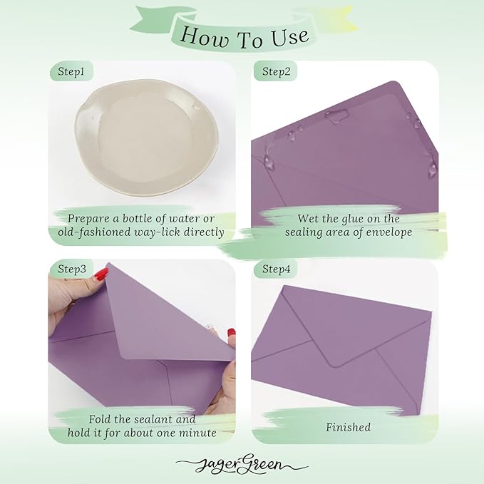 50 Pack 5x7 Envelopes Letter Size, Purple A7 Envelopes Self Seal for Wedding Invitation, Envelope 5.4x7.6 for Greeting Cards, Photos, Baby Shower, Graduation, Thank You Cards, Announcements