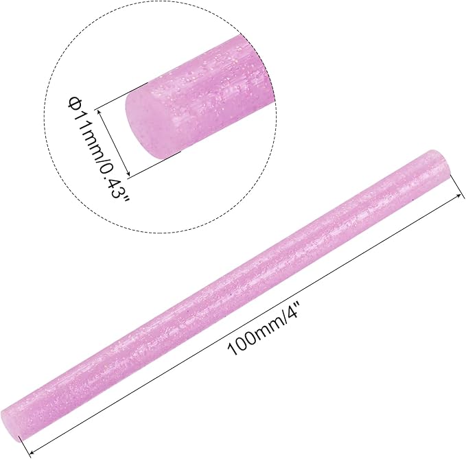 uxcell 20pcs Hot Glue Sticks for Glue Gun 11mm/0.43-inch x 4-inch Mini Hot Melt Adhesive Glue Stick Glitter Pink